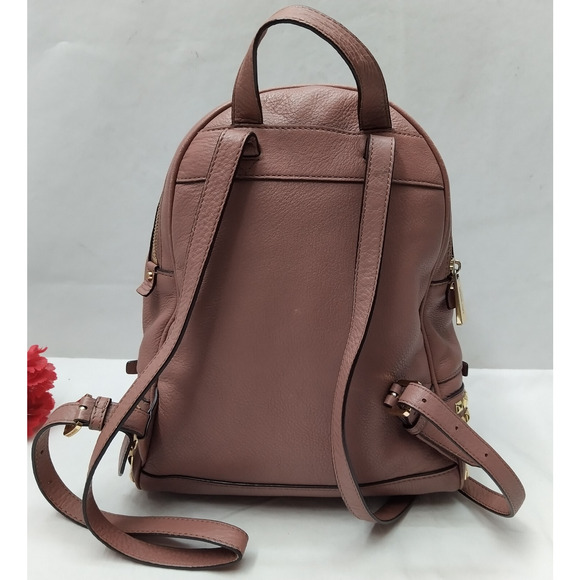 Michael Kors Rhea Pink Pebbled Leather Studded Top Handle Zipper Backpack main image 13